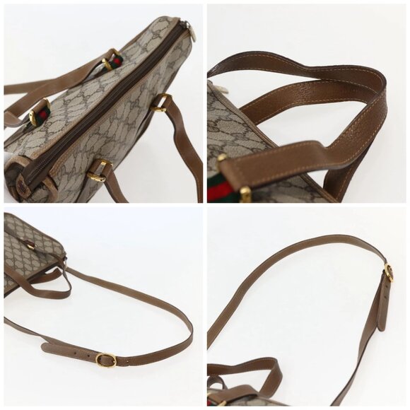 GUCCI GG Supreme Web Sherry Line Bag PVC 2way Beige Gold 41 02 039 Auth 142440 - Picture 15 of 16